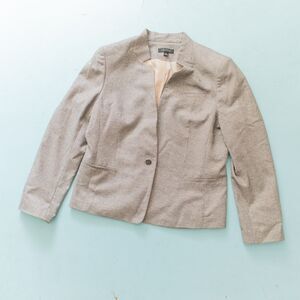 Ann Taylor Cotton Wool Blend Thick Knit Gray Blazer Jacket Size 16